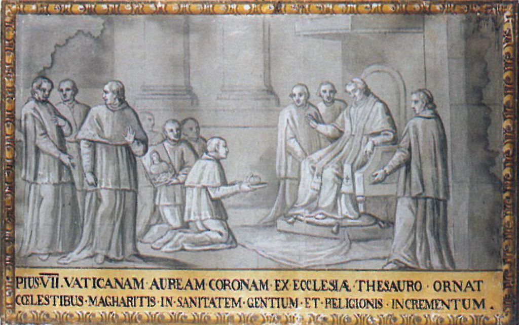 Madonna-del-Conforto-il-vescovo-Albergotti-riceve-la-corona-doro-da-Pio-VII